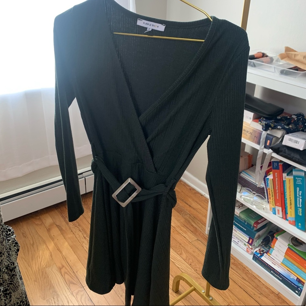 Long sleeve belted dress